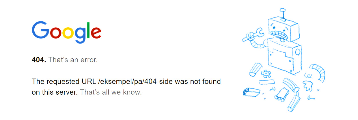 Illustrasjon 404 brutt lenke|